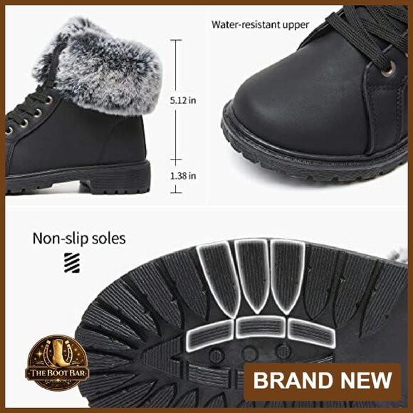 Women's Winter Snow Boots Fur Lined Waterproof Ankle Booties - Picture 6 of 8